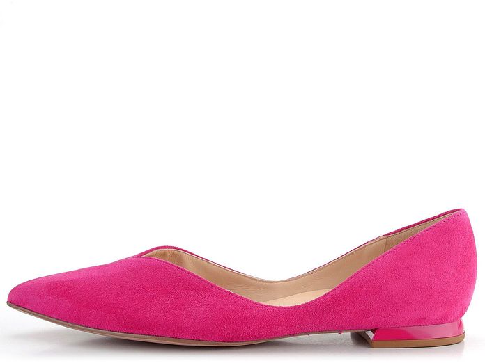 Högl vykrojené semišové baleríny sytě růžové Pink 7-100012