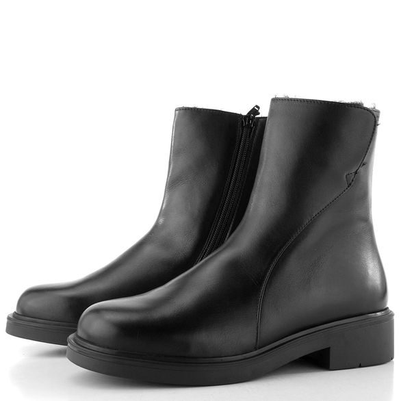 Högl hladký kotník na nízkém podpatku černý 0-101955-0100