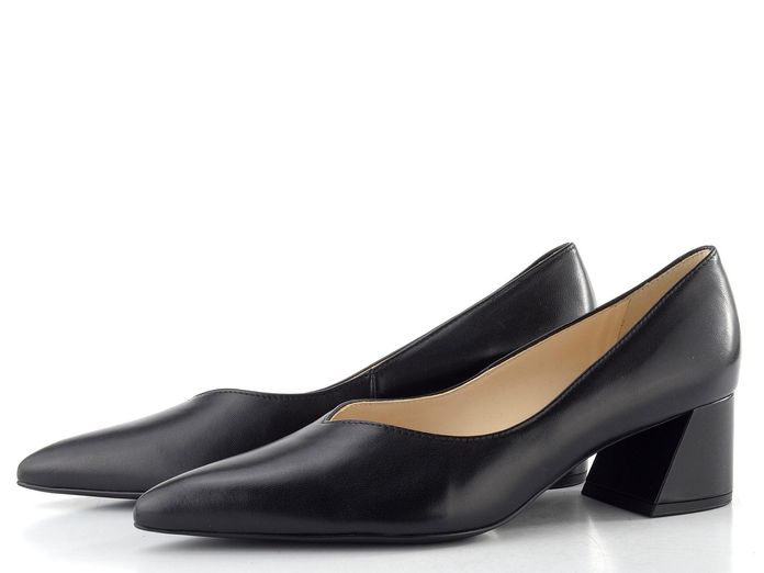 Högl kožené lodičky na širokém podpatku černé 0-104500-0100