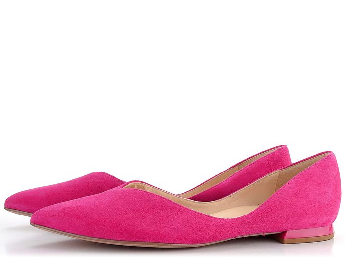Högl vykrojené semišové baleríny sytě růžové Pink 7-100012