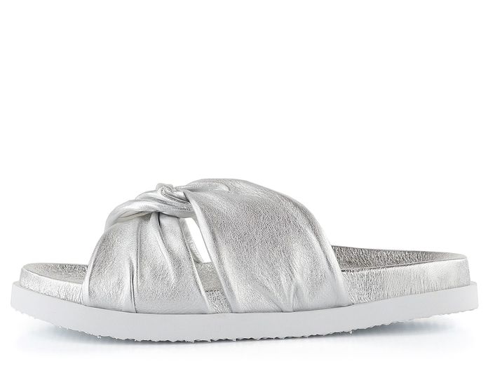 Högl pantofle s kříženými pásky metalické Silver 3-100801