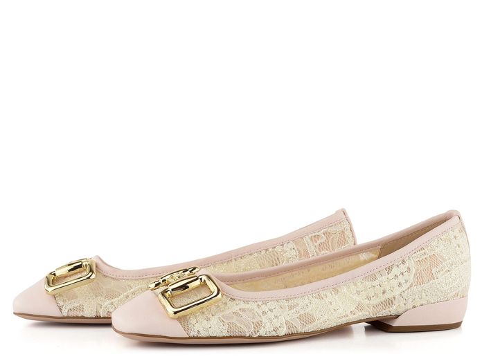 Högl baleríny se sponou Creme/Lightrose 5-101338