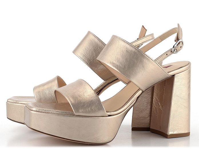 Högl sandály na platformě s podpatkem metalické Lightbronze 5-105931
