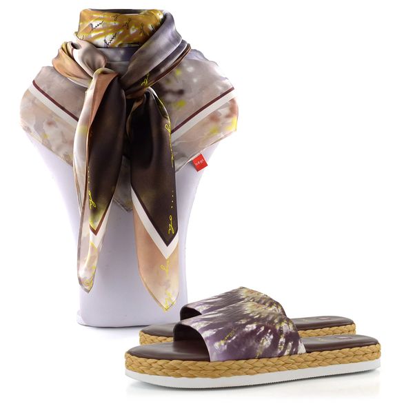 Högl vzorovaný hedvábný šátek Chocolate multi 3-152020
