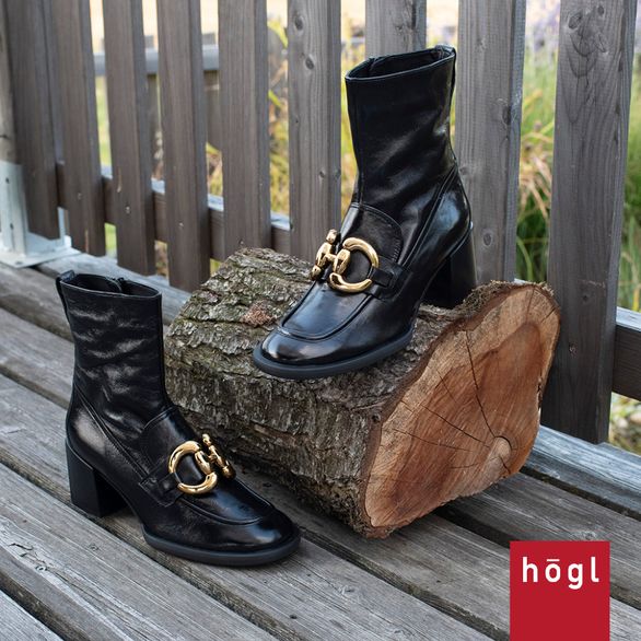 Högl elegantní kotník na podpatku černý 4-105623