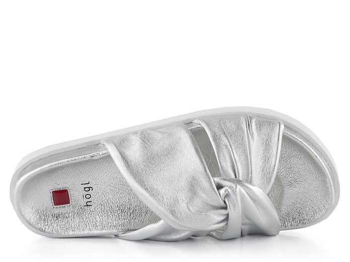 Högl pantofle s kříženými pásky metalické Silver 3-100801