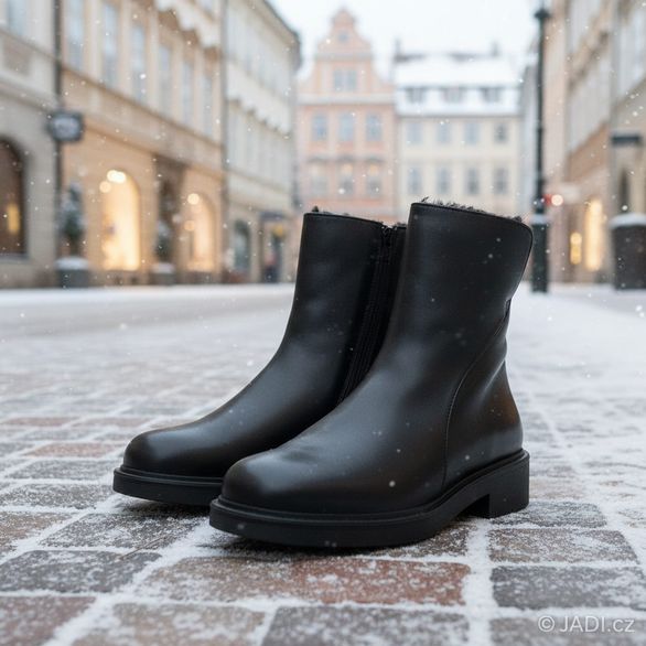 Högl hladký kotník na nízkém podpatku černý 0-101955-0100